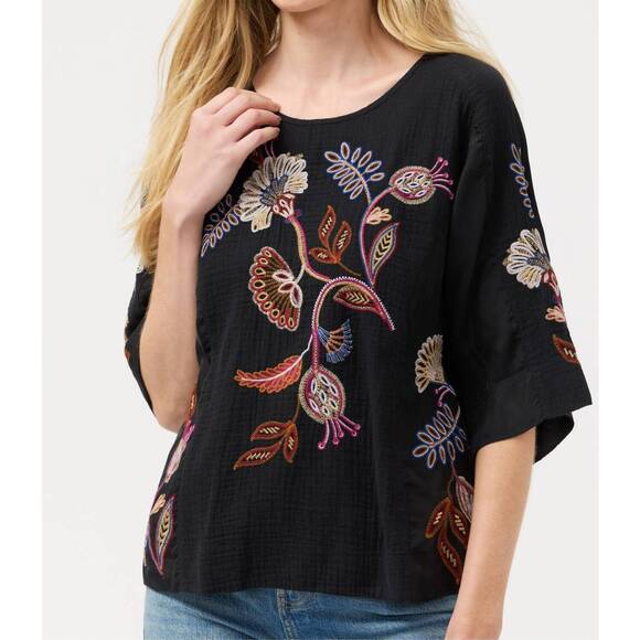 NEW JOHNNY WAS mixed media dolman blouse in gineva